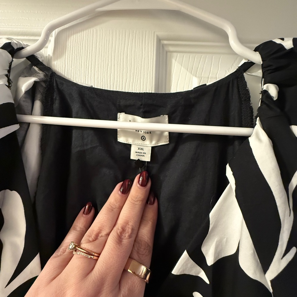 Kate Spade Monochrome Floral Dress Puff Sleeve NWT - Picture 3 of 4